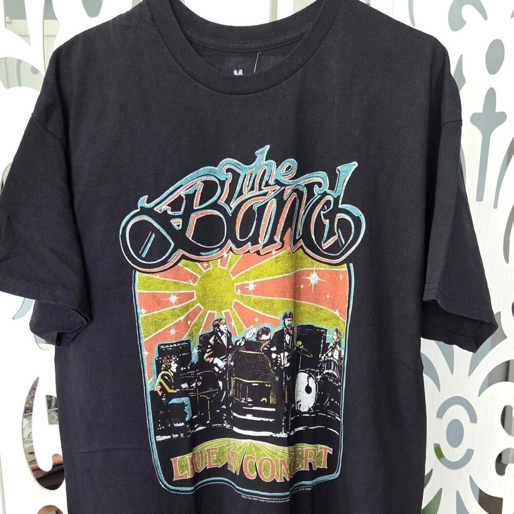 The Band Live In Concert Shirt Large L Black Junk Food Clothing Retro Rock NWT